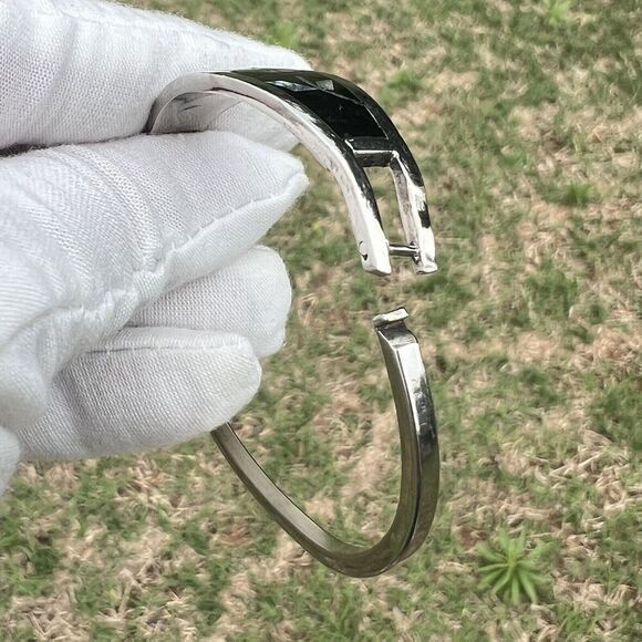 Vintage Alpaca‎ Mexico Women's Bracelet Abalone Shell Floral Silver Tone Signed - Picture 9 of 16